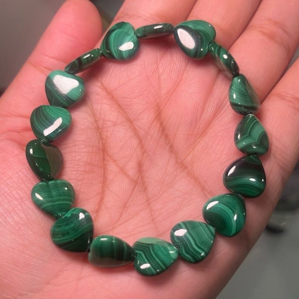 Malachite Heart Crystal Bracelet